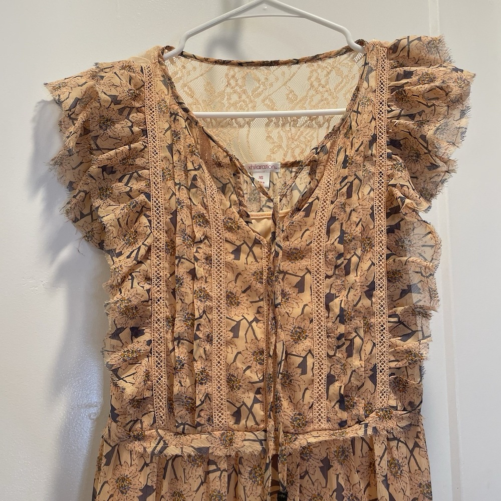 Xhilaration Dress XS Floral Lace Maxi Boho Cottagecore Romantic Prairie Ethereal